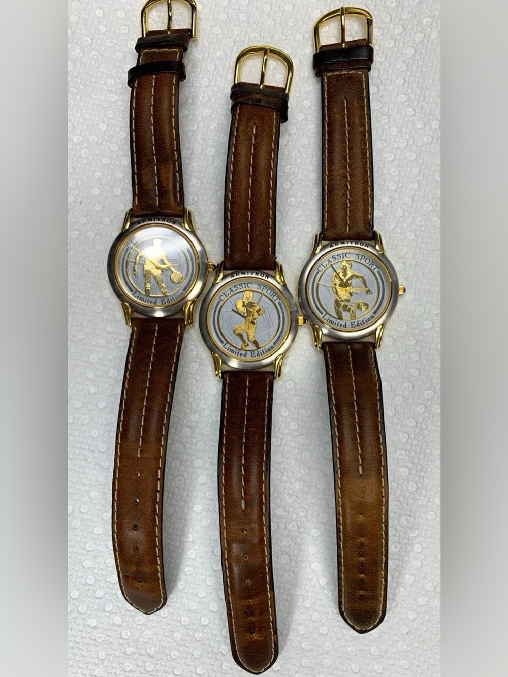 Amitron Classic Sport Limited Edition Brown Leather Watch, set of 3